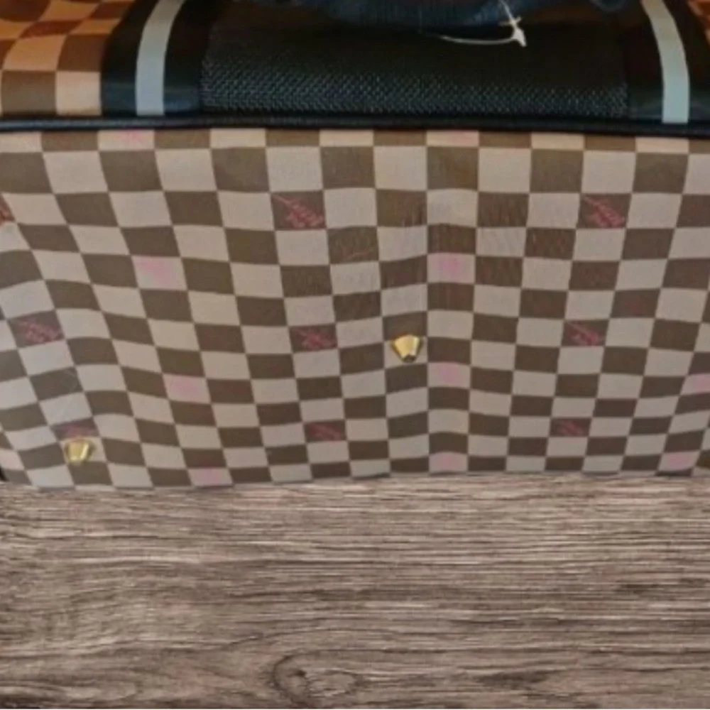 Betsy Johnson Brown Checkered Dog Carrier